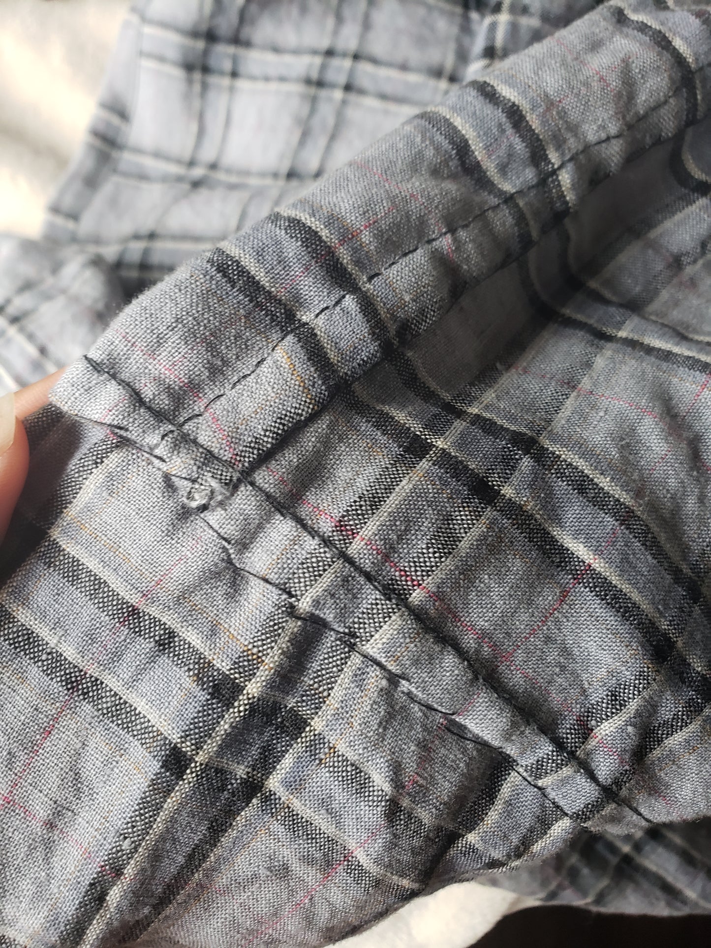 Long Sleeve Grey Plaid Photinia Tunic (Hand Sewn + Zero Waste)